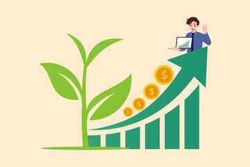 Financial or investment growth concept, Upward Harvest: Businessman Cultivating Financial Success