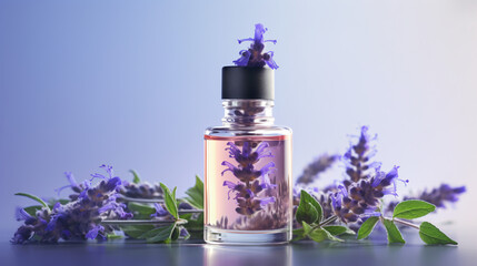 Obraz na płótnie Canvas Hyssop essential oil in a bottle