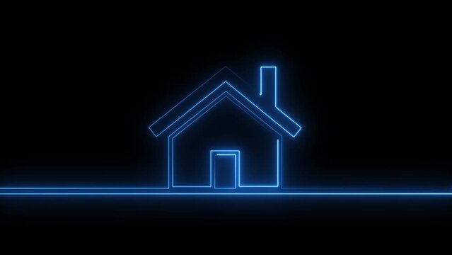 Home icon. Neon line Cool linear animated home icon. Real estate icon animation. 