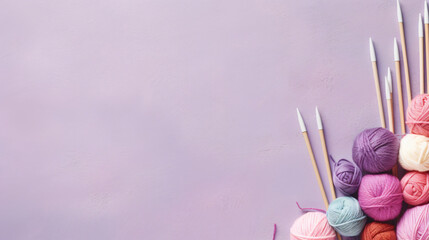 Knitting tools banner with copy space for text