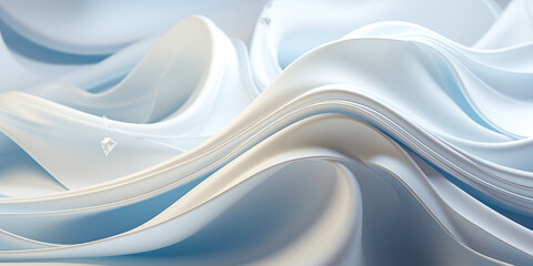 Wellenmotiv in weißen Farben als Hintergrundmotiv für Webdesign im Querformat für Banner, ai generativ