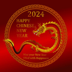 Chinese new year 2024 year of dragon vector illustration background Card