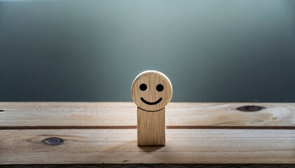 A wooden toy with smiling face alone concept