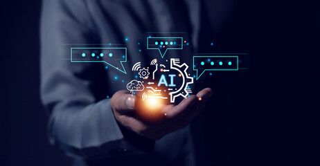 AI artificial intelligence People using AI smart robot technology, artificial intelligence by...