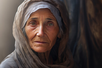 an old woman with blue eyes and a smile