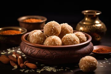 Fotobehang Indian sweets called laddoo for diwali festival. © Neha