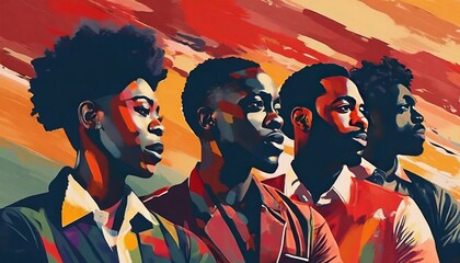 Vibrant Abstract Illustration Celebrating Black History Month. Juneteenth, Racial Equality, and Justice for a Diverse Community.