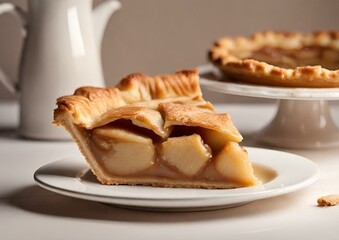 Composition with delicious apple pie on light background
