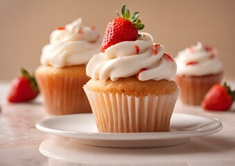 Strawberry Cupcakes with Cream Cheese Frosting and Coulis