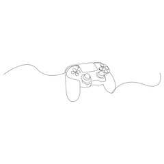 Game controller Single continuous line drawing video games PlayStation gaming controller. One line draw graphic design vector illustration
