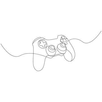recommend clip art: Game controller Single continuous line drawing video games PlayStation gaming controller. One line draw graphic design vector illustration
                    