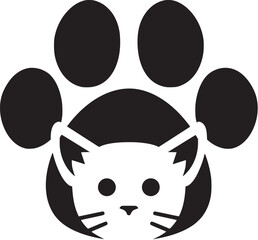 Animal love symbol paw print with cat