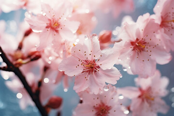 Obraz premium The soft and delicate petals of a cherry blossom, captured in a dreamlike macro composition