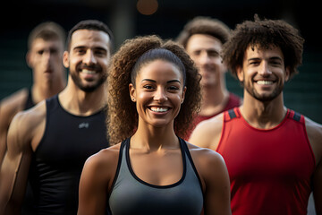 Obraz premium Powerful Positivity: Athletes United in Strength and Smiles