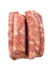 Raw Taiwanese sausage in garlic flavor isolated on white background.