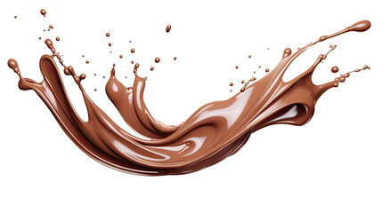 Chocolate isolated splashes wave with clipping path on white background - obrazy, fototapety, plakaty