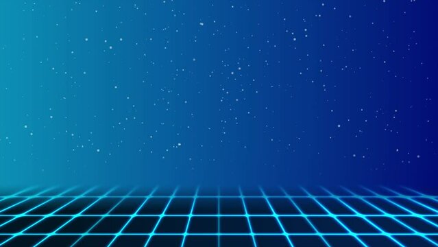 Retro futuristic 1980s abstract landscape hi-tech background with neon grid. Seamless looping motion design. Video animation Ultra HD 4K 3840x2160