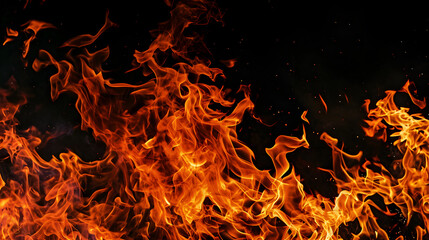 Fototapeta na wymiar Fire flames on black background