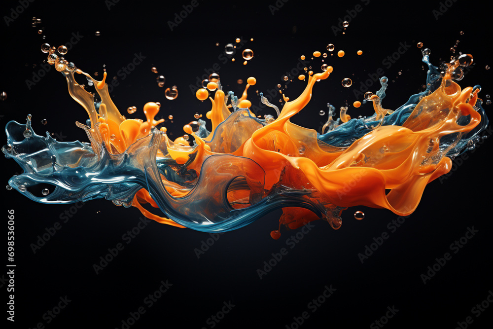 Fototapete High-speed capture of ink drops in water, frozen in time to showcase intricate patterns and textures, providing a visually striking and abstract composition.