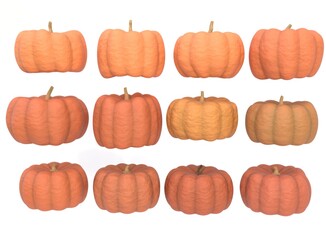 3D render of pumpkin. Halloween. Pumpkin on a white background. 3D render.