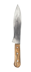 Knife watercolor illustration Kitchen tool hand-painted and hand-drawn clipart