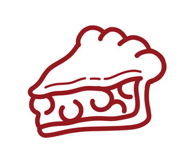 Cherry pie dessert vector illustration flat design isolated outline trace