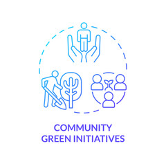 2D gradient community green initiatives icon, creative isolated vector, thin line illustration representing environmental psychology.
