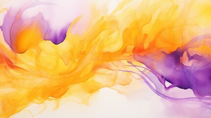 Fototapeta na wymiar Watercolor Blend of Yellow, Orange, and Purple