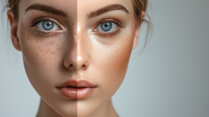 advertising of face contour correction, female face skin lifting