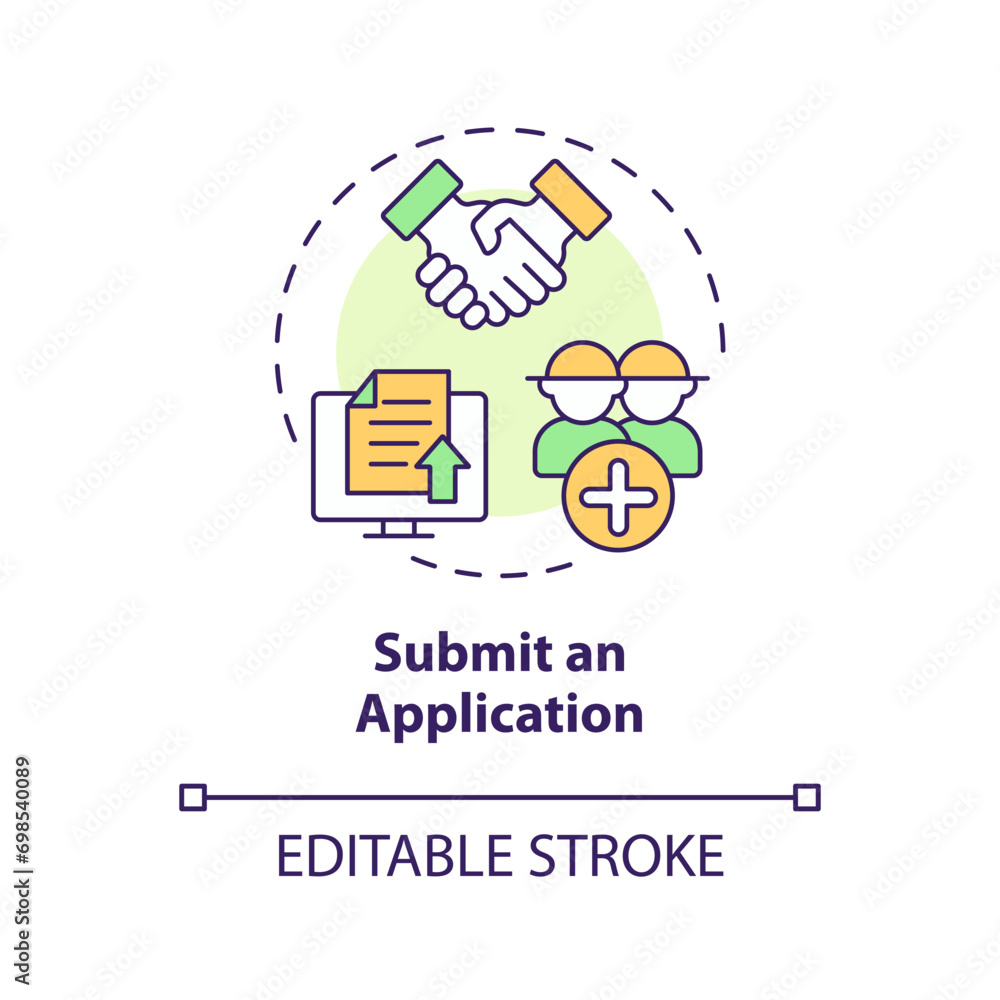 Poster 2d editable multicolor submit an application icon, creative isolated vector, thin line illustration 
