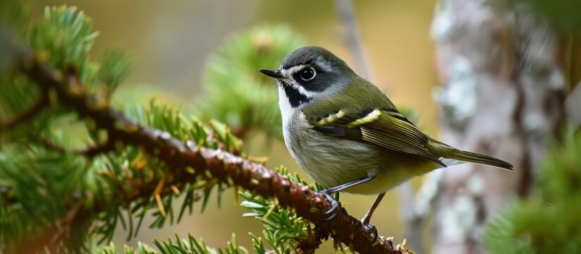 Male kinglet sitting on a branch