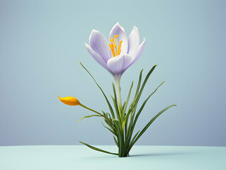 Crocus flower in studio background, single Crocus flower, Beautiful flower, ai generated image