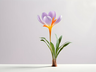 Crocus flower in studio background, single Crocus flower, Beautiful flower, ai generated image