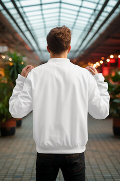  white jaket mockup , back view