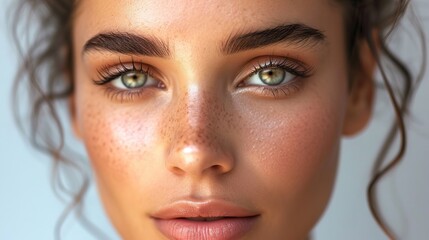 Beautiful woman face close up beauty make up natural healthy clean skin,