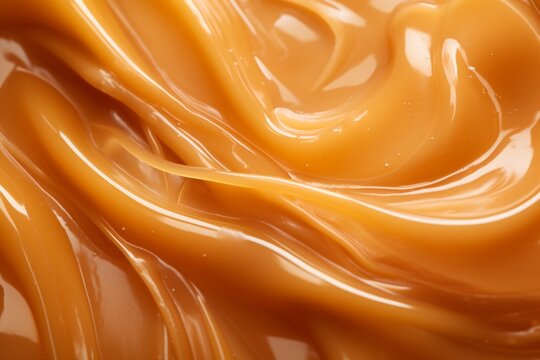 Melted caramel close-up macro textured background