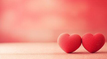 Obraz premium Two Red Hearts Together on Pink, Perfect for Love and Relationship Concepts