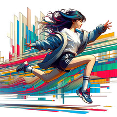 woman jumping in the sky