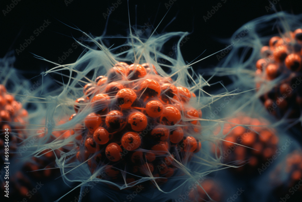 Poster A detailed snapshot capturing the ensemble of molecular ballet within a cell, highlighting the synchronized movements and interactions.
