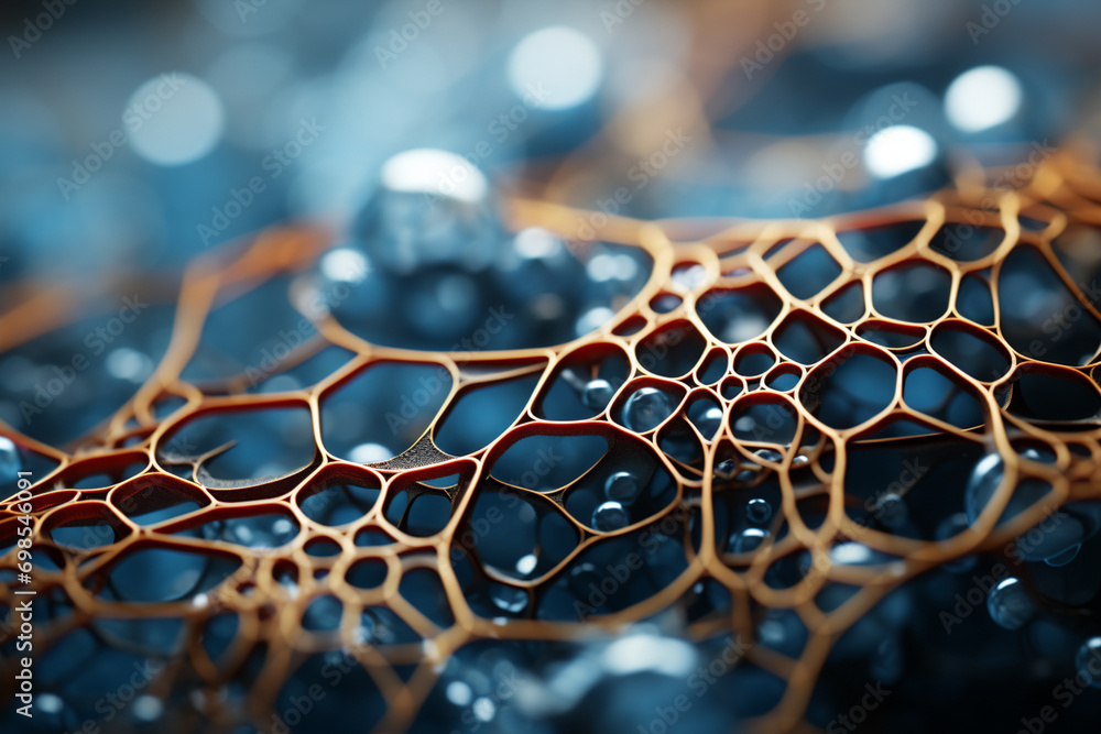 Fototapete A microscopic view revealing the intricacies of a cellular ecosystem, where diverse structures coexist and contribute to the cell's functionality.
