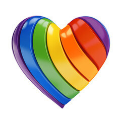 Rainbow Diagonallly Striped Heart Isolated