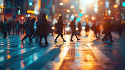 Business people crossing city stree