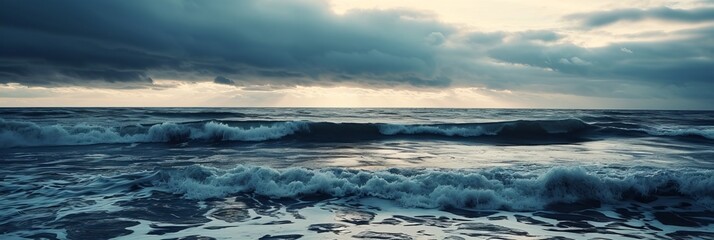 Sea way with wavy waves. Dynamic and rhythmic waves