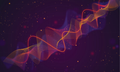 Gradient violet and orange equalizer wave background.