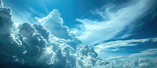 Deurstickers In winter season in Thailand, the presence of clouds in the blue sky brings feelings of happiness. © AkuAku