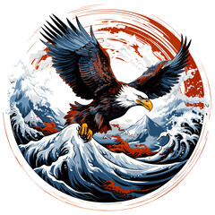 American eagle in vector art style. - obrazy, fototapety, plakaty