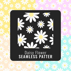 cute daisy flower floral seamless pattern with editable background