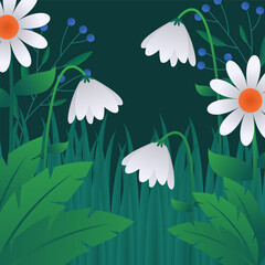 daisy garden flowers nature background illustration