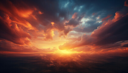 Obraz premium a beautiful sunset over the clouds