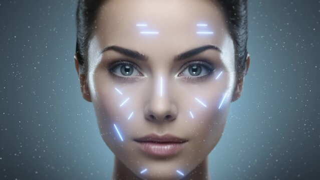 Face beauty cosmetic technology background 